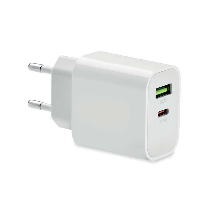 18 W 2-Port-USB-Ladegerät mit EU-Stecker