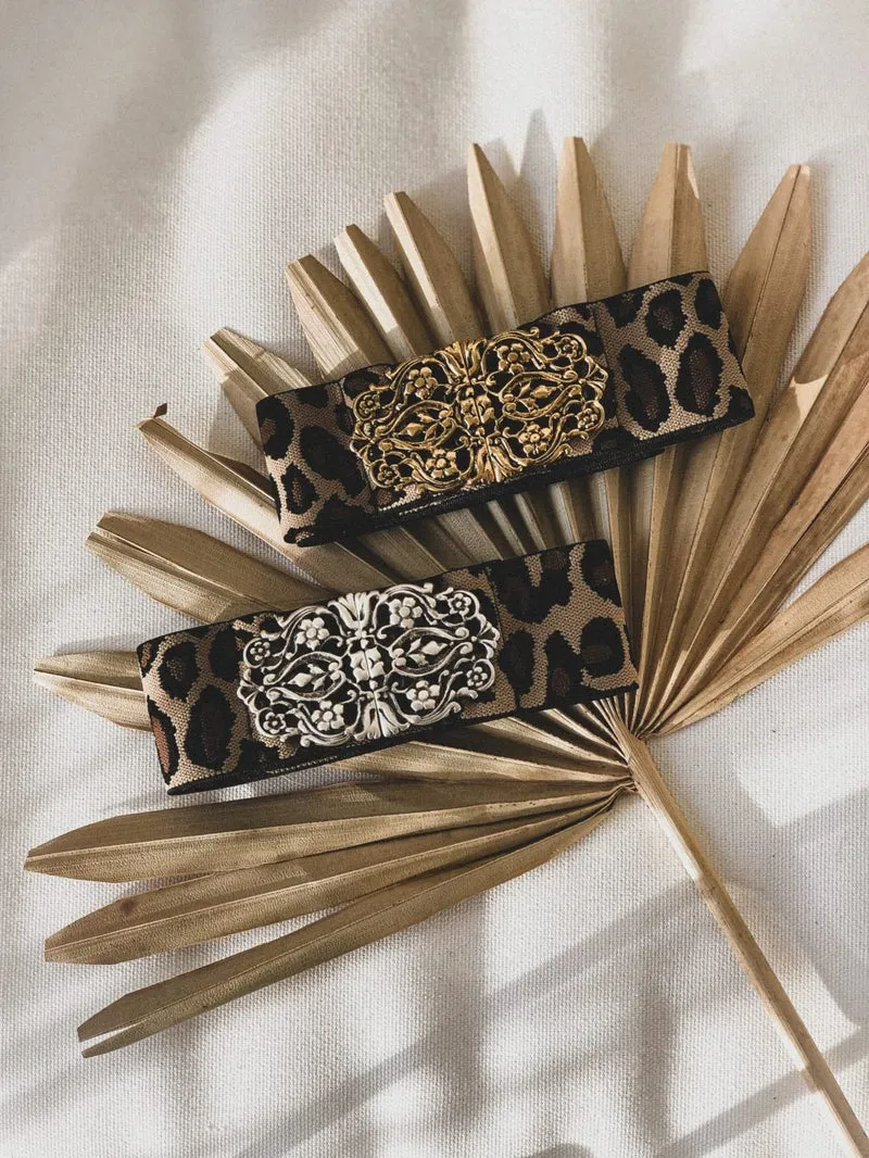 TRACHTENGÜRTEL STRETCH VINTAGE LEOPARD GOLD