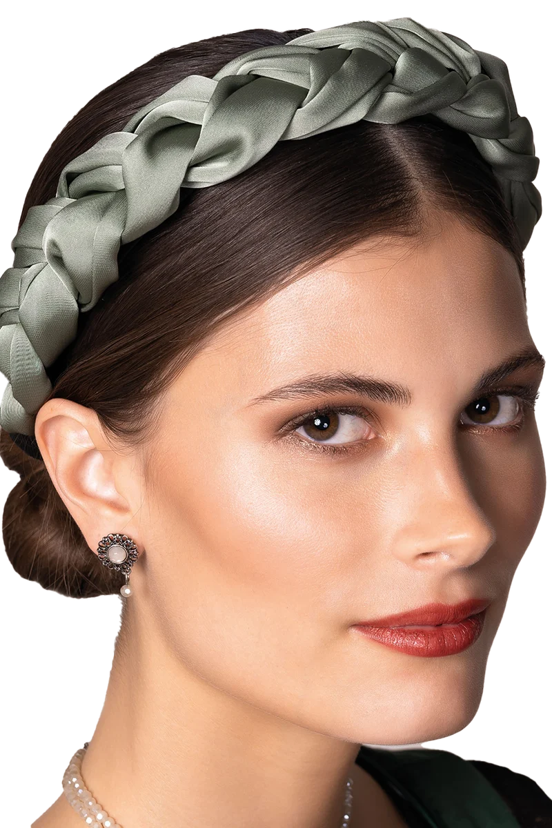 Satin-Haarreif geflochten - salbei