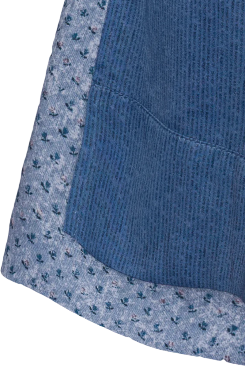 Kinderdirndl mit Blumenmuster und Puffärmelbluse - salzburger blau