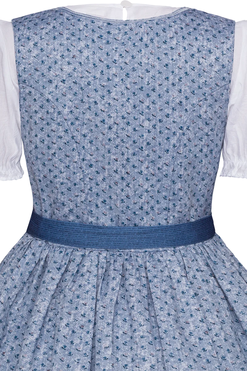 Kinderdirndl mit Blumenmuster und Puffärmelbluse - salzburger blau