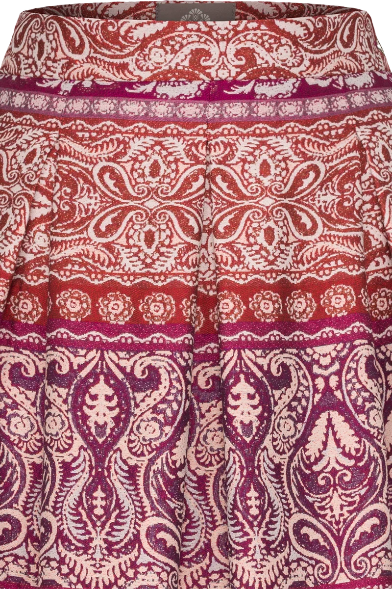 Trachtenrock lang mit floralem Paisleymuster - beere