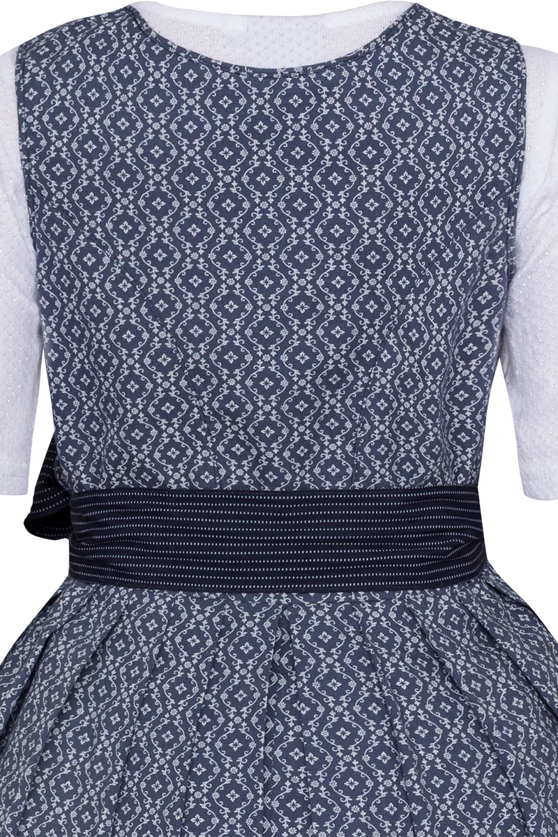 Kinderdirndl mit floralem Ornamentmuster und Bluse - dunkelblau