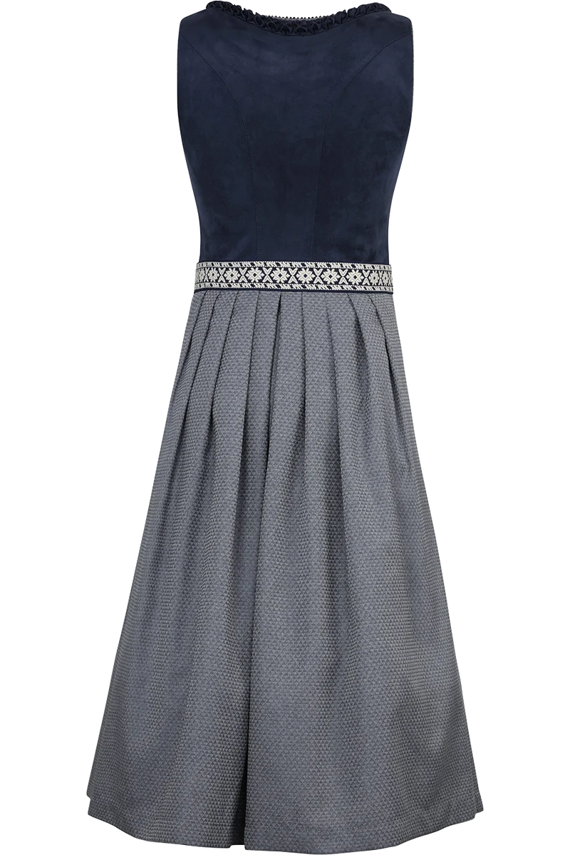 Midi-Dirndl mit Velours und Froschgoscherlrüsche Reichenfels 65cm - midnight denim