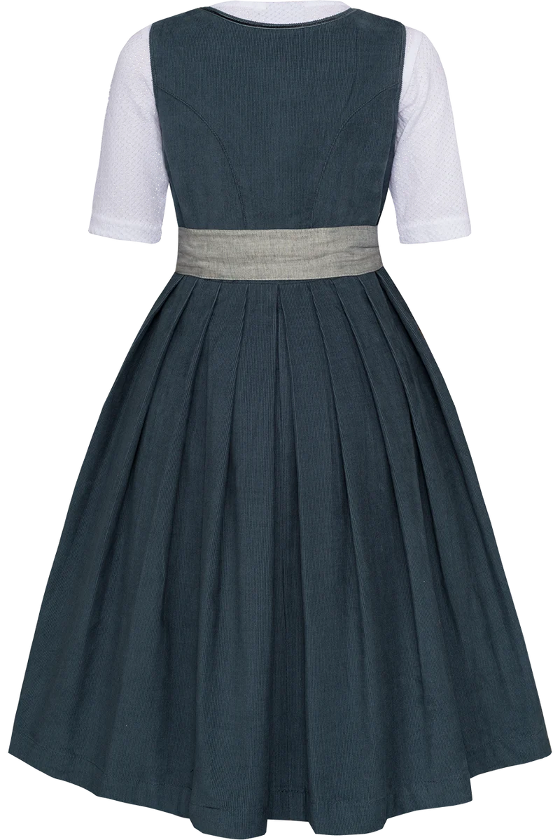 Kinderdirndl aus Cord mit Bluse - blau