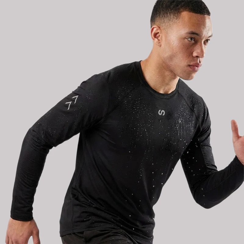 Laufshirt langarm Herren | Schwarz