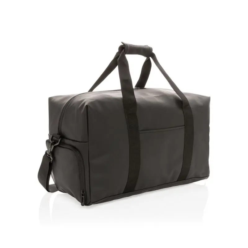 Elegante PU-Leder Wochenendtasche, 40L, Tiefschwarz
