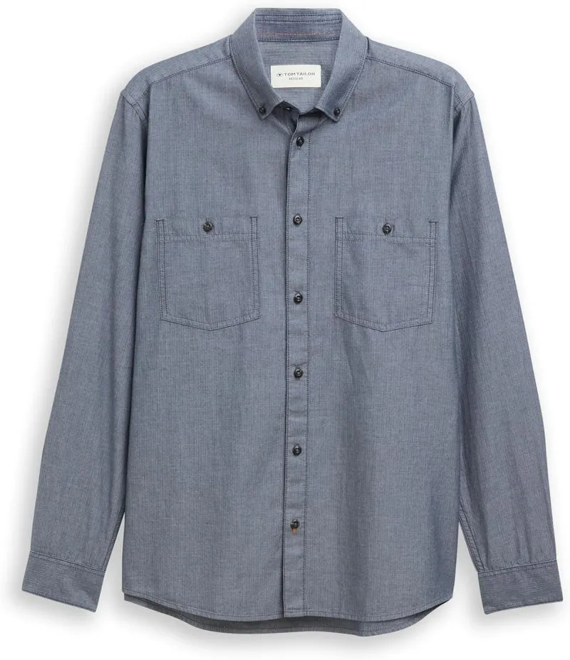 Tom Tailor Langarm Freizeithemd Blau