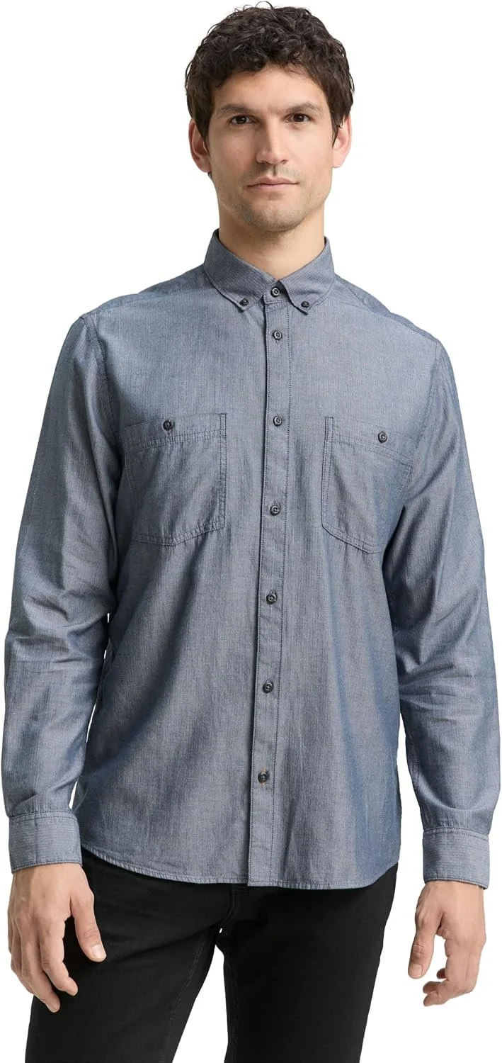 Tom Tailor Langarm Freizeithemd Blau