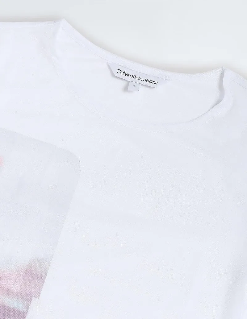 Calvin Klein DIFFUSED GRAPHIC LS MESH T-Shirt weiß
