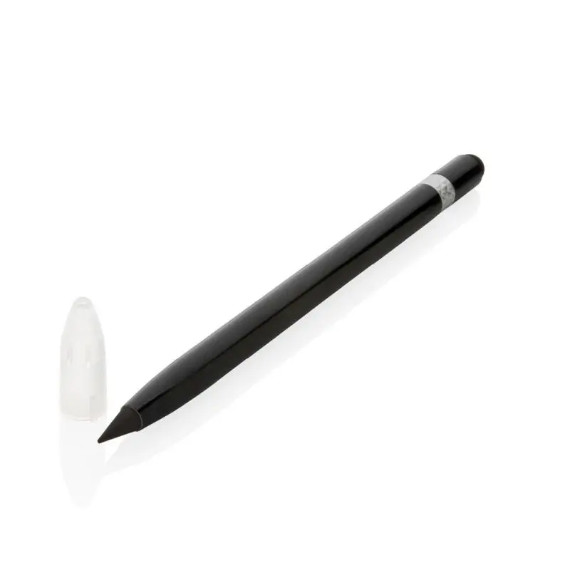Tintenloser Stift aus Aluminium mit Radiergummi - Schwarz, Nachhaltig, Langlebig, Radierbarer Stift