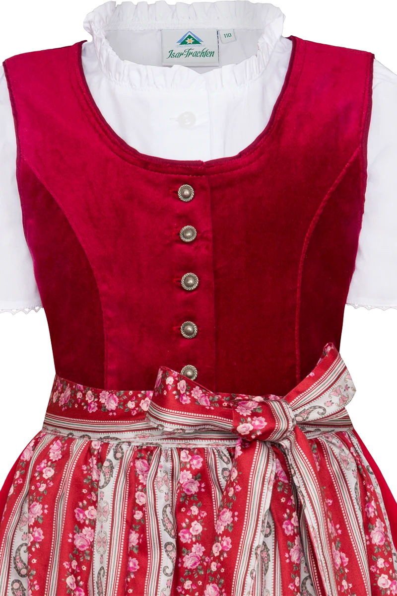 Kinder-Samtdirndl mit Bluse