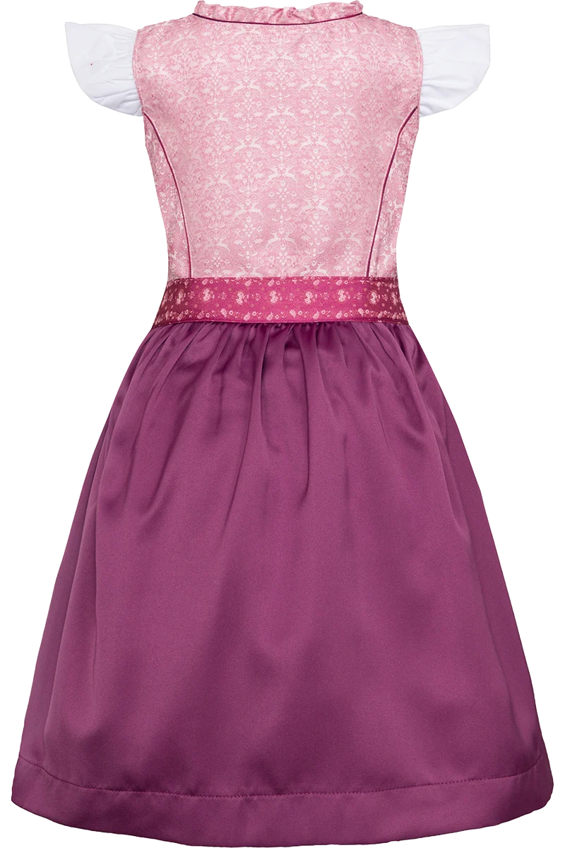 Kinderdirndl mit Blumen- und Rehmuster inklusive Bluse