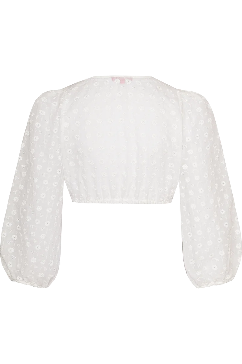 Dirndlbluse mit besticktem Blumenmuster