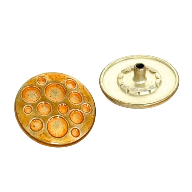 Druckknopf Punktmuster Orange-Gold 20 mm – Metallknopf NK-4