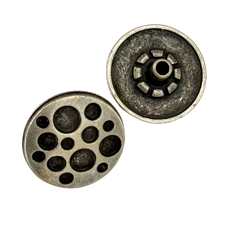 Druckknopf Punktmuster Altsilber – Metallknopf NK-4