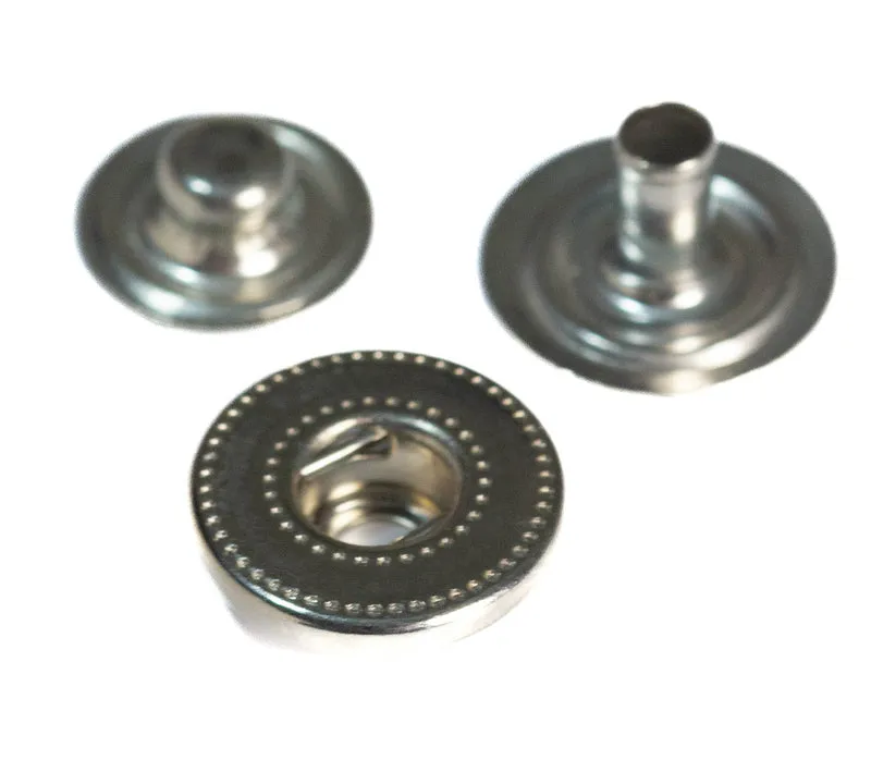 Druckknopf Punktmuster Altsilber – Metallknopf NK-4