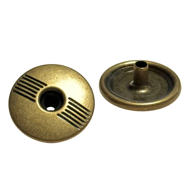 Druckknopf Strich Muster Goldfarben 5 mm – Messingknopf NK-2