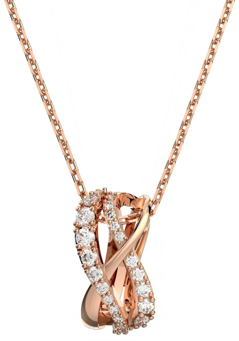 Swarovski Damen Halskette mit Anhänger Twist Weiß, Rosagoldfarbe 5620549