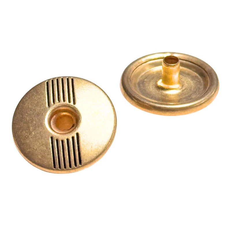Druckknopf Strich Muster Goldfarben – Metallknopf NK-2