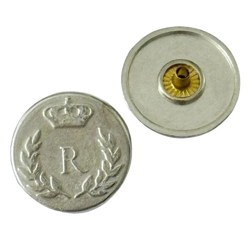 Druckknopf Wappen Lorbeerkranz mit Krone Silber – Metallknopf NK-161