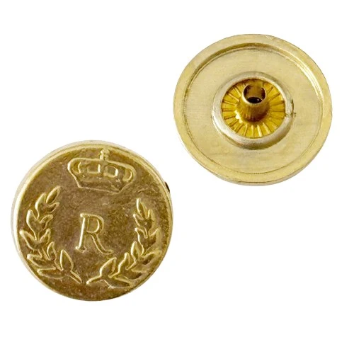 Druckknopf Wappen Lorbeerkranz mit Krone Gold – Metallknopf NK-161