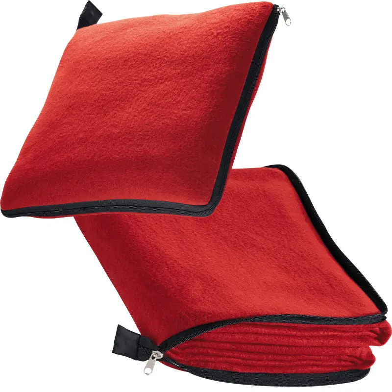 Multifunktionale XL-Fleece-Decke/Kissen Kombi Radcliff in Rot