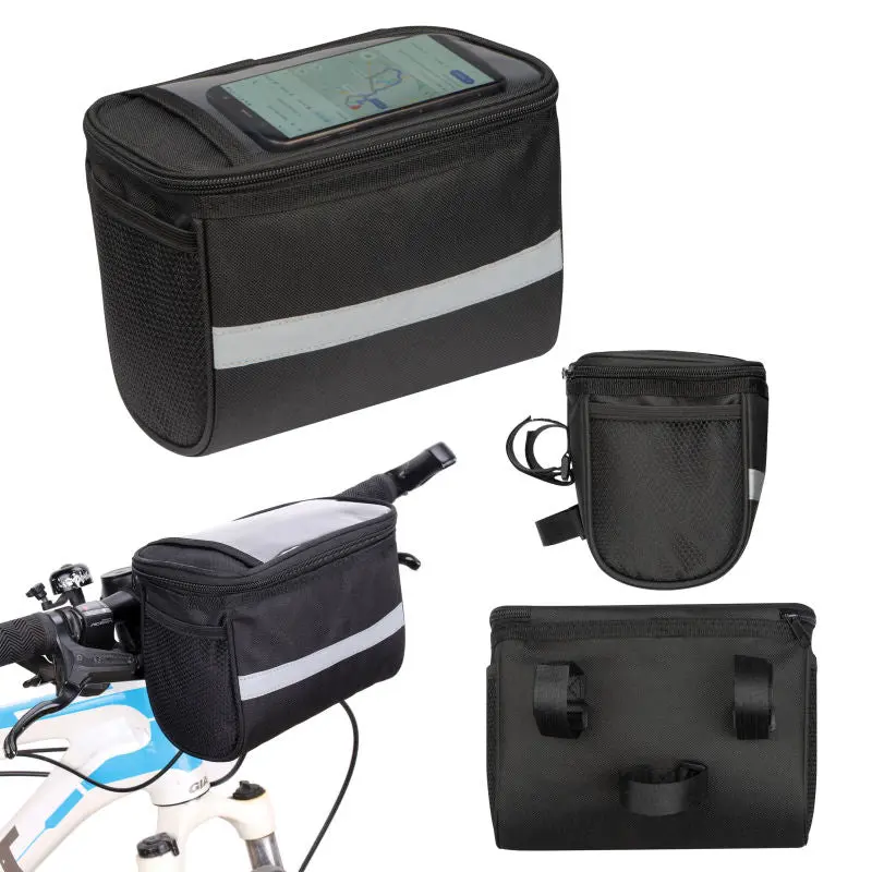 Fahrradtasche für den Lenker Pompei - schwarz Wasserdichte, multifunktionale Lenkertasche