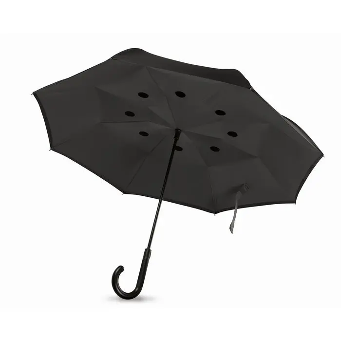 Reversibler Regenschirm DUNDEE - grau: Innovativ, robust, stilvoll, wetterfest