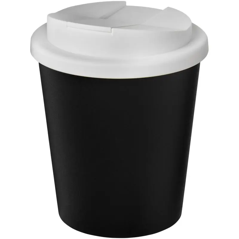 Americano Espresso Eco 250 ml recycelter Isolierbecher mit auslaufsicherem Deckel – Schwarz-Weiß
