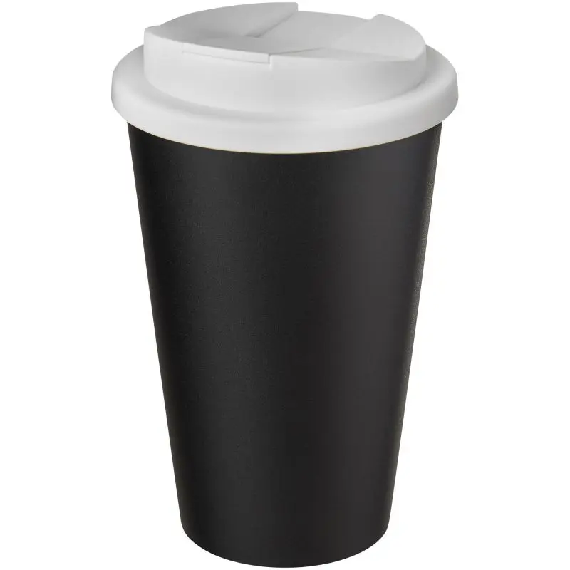 Americano Eco 350 ml recycelter Becher mit auslaufsicherem Deckel – Weiß und Schwarz