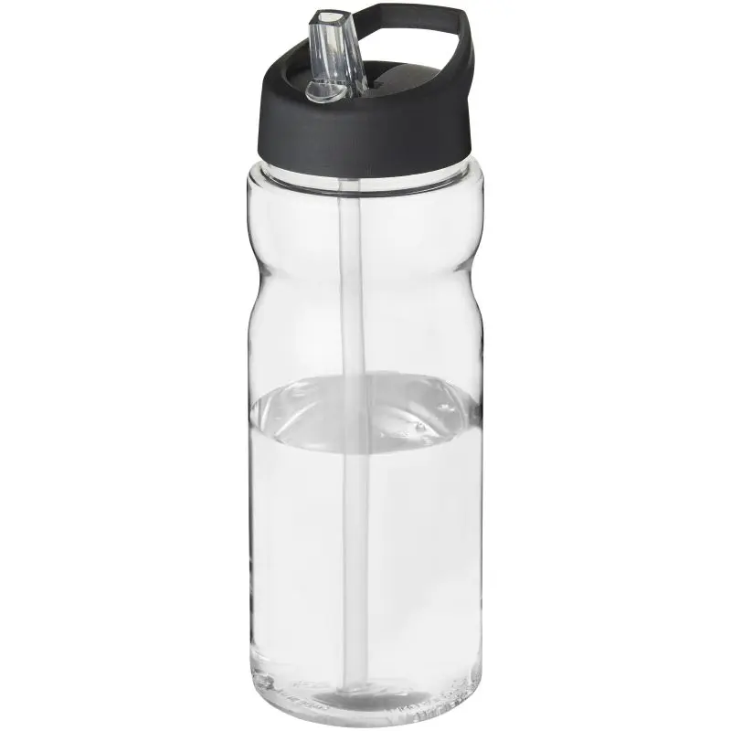 H2O Active Base Sportflasche, Transparent-Schwarz, 650 ml mit Ausgussdeckel