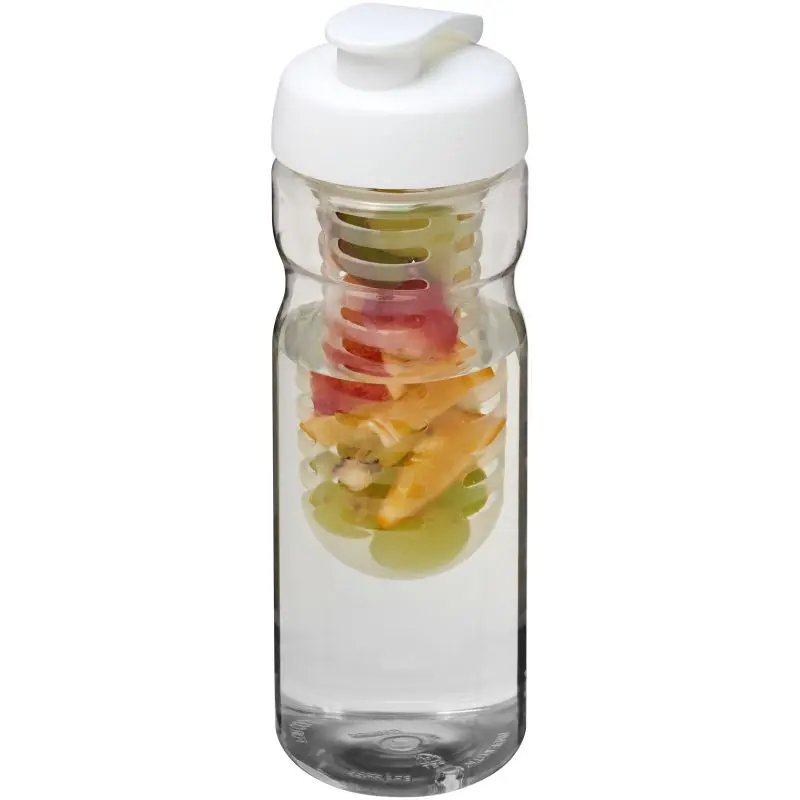 H2O Active Base 650 ml mit Infusor, Transparent-Weiß, Sportflasche