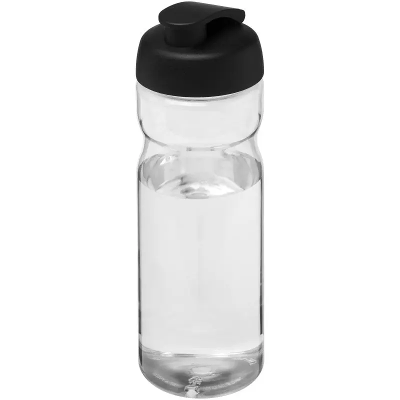 H2O Active Base 650 ml, Transparent-Schwarz, Sportflasche mit Klappdeckel