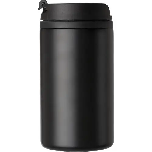 Auslaufsicherer Isolierbecher (300 ml) Gisela - Schwarzer Thermobecher für unterwegs