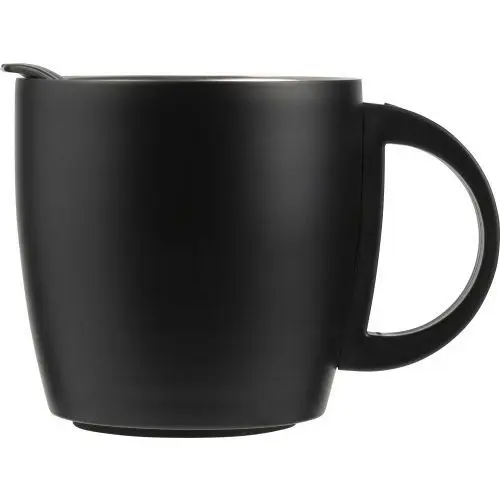 Doppelwandiger Kaffeebecher aus Edelstahl (350 ml) Rania - Schwarzer Thermobecher für unterwegs