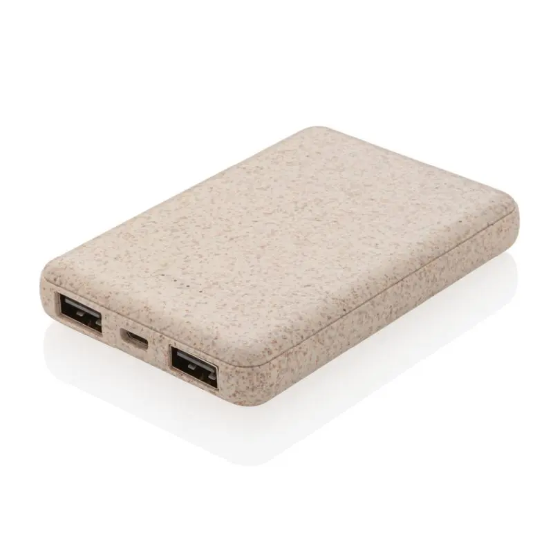Weizenstroh Pocket-Powerbank 5000mAh - Öko-Freundliches Khaki