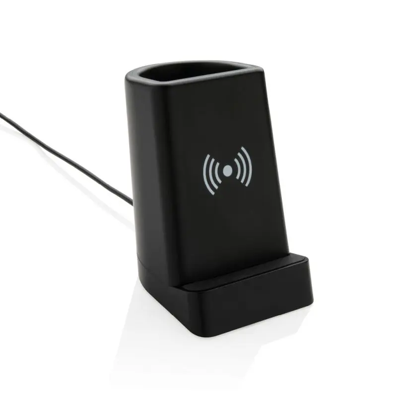 Leuchtendes Logo 5W Wireless Charging Stifthalter - Schwarz