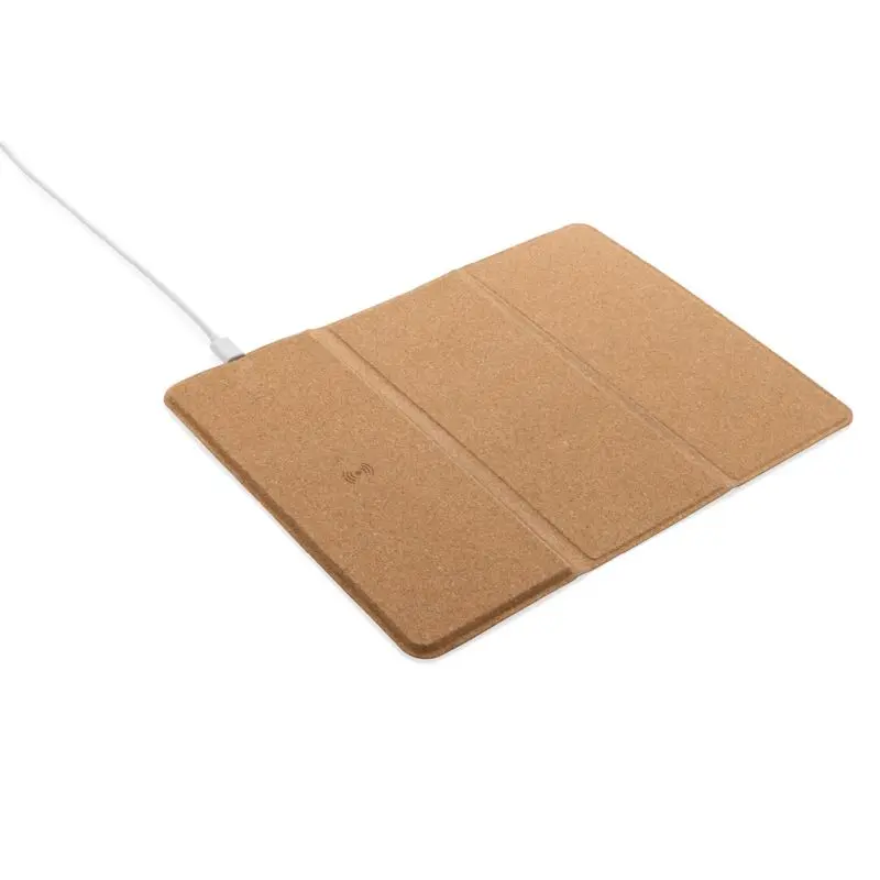Wireless 10W Kork-Mauspad mit Ladefunktion und Ständer - Braun - Praktisch & Umweltfreundlich
