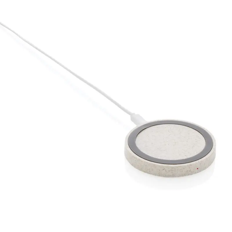 Rundes 5W Charging Pad aus Weizenstroh - Umweltfreundlich, Khaki