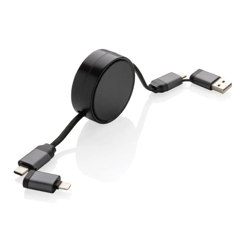 Terra aufrollbares 6-in-1 Kabel aus RCS-recyceltem Aluminium - Grau