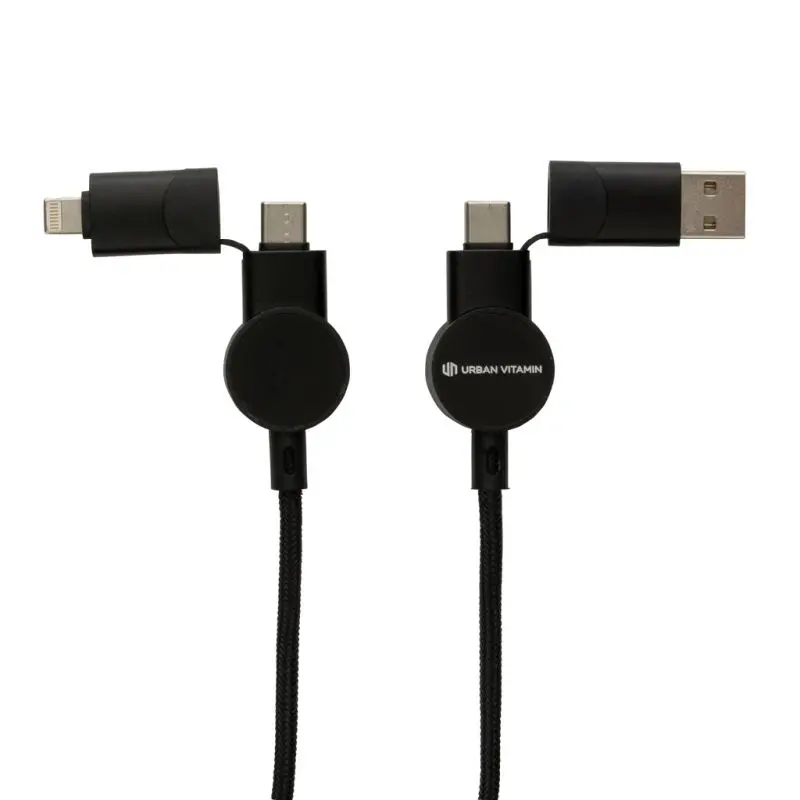Oakland 1,2m 6-in-1 Fast-Charging 45W Kabel aus RCS recyceltem Kunststoff - Schwarz