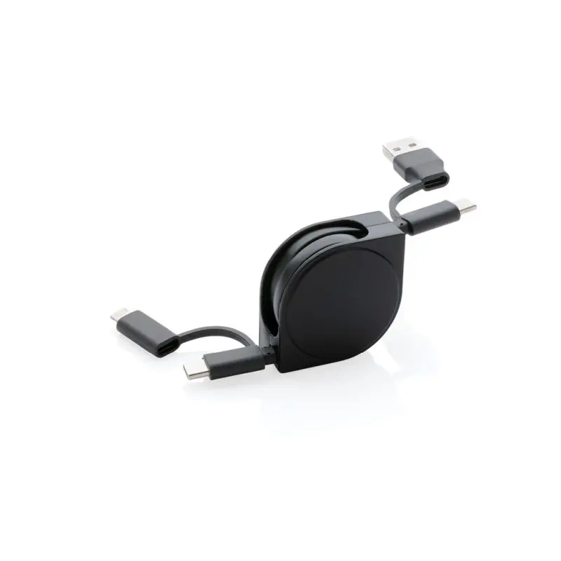 6-in-1 Kabel aus TPE und RCS-recyceltem Kunststoff - Schwarz