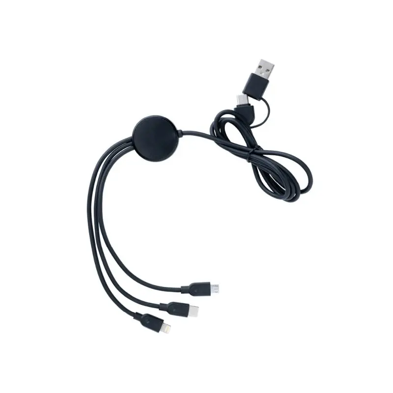 6-in-1 Kabel aus RCS recyceltem TPE und Kunststoff - Schwarz