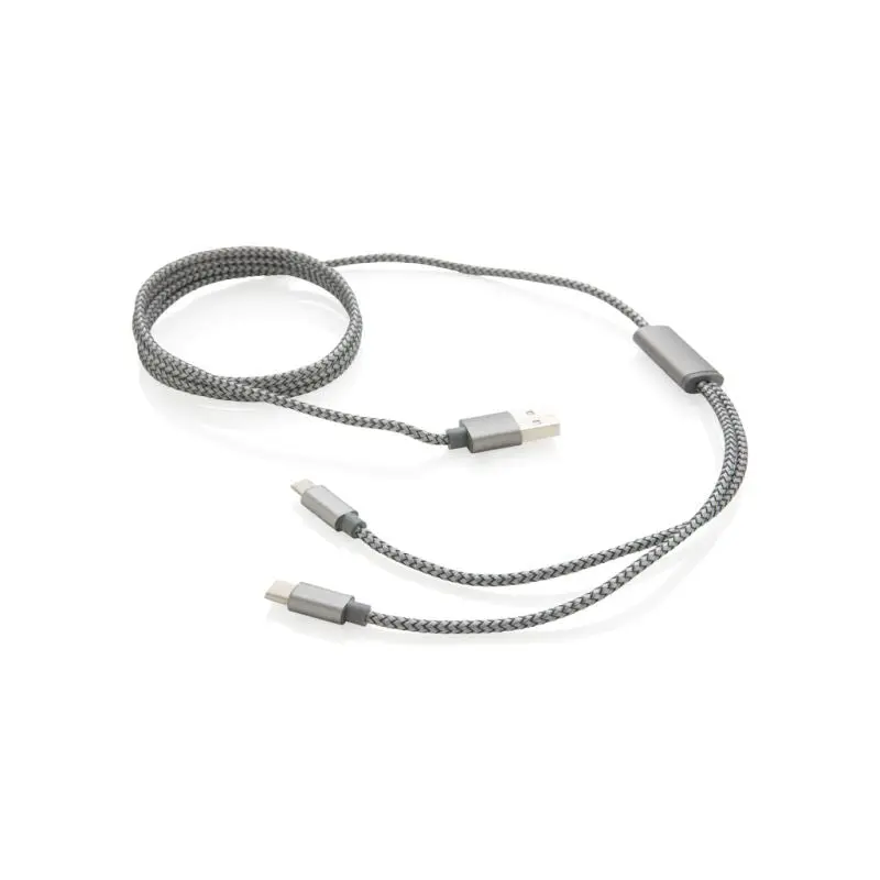 3-in-1 Geflochtenes Ladekabel - Vielseitig, Grau