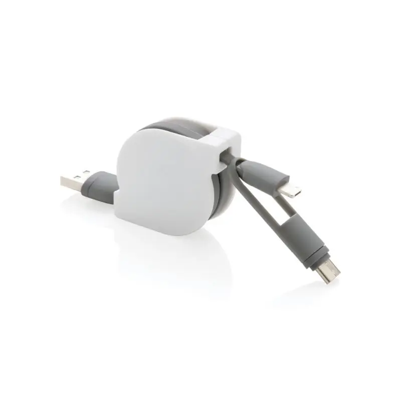 3-in-1 Ausziehbares Ladekabel - Flexibel, Weiß