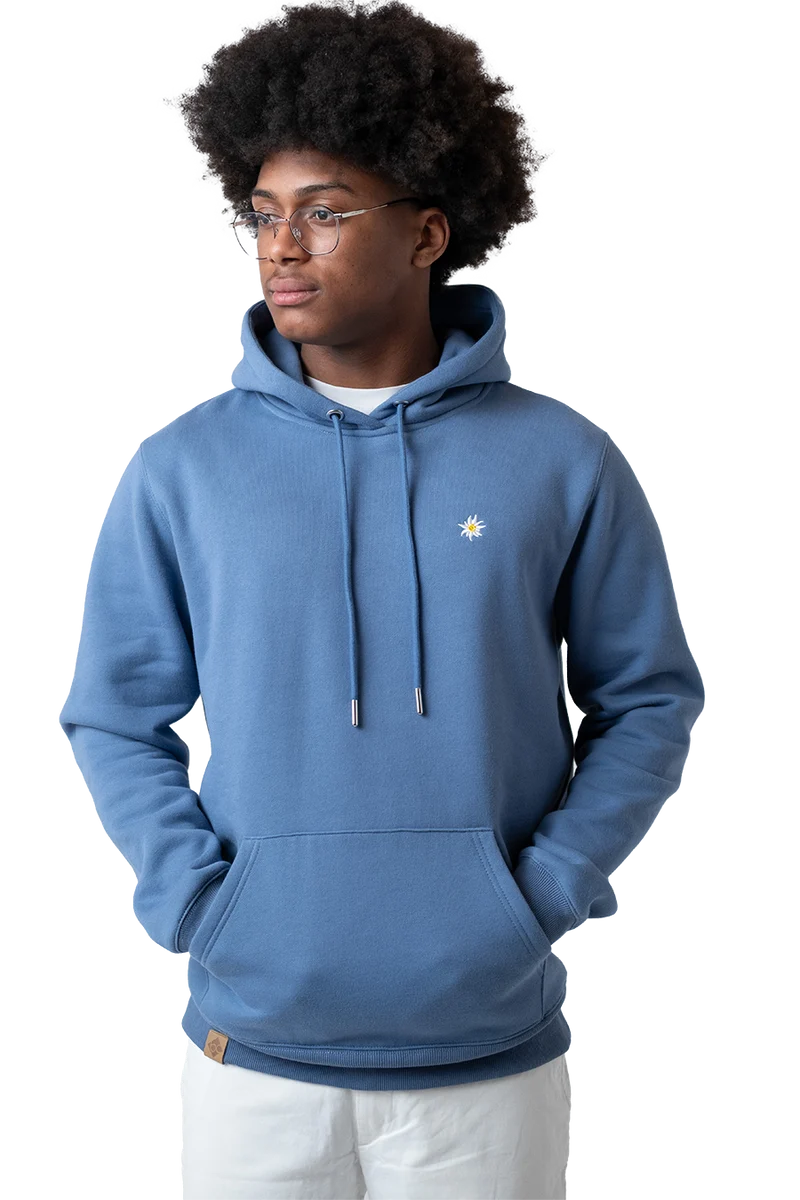 Herren Hoodie mit Edelweiß und Kapuze - stahlblau