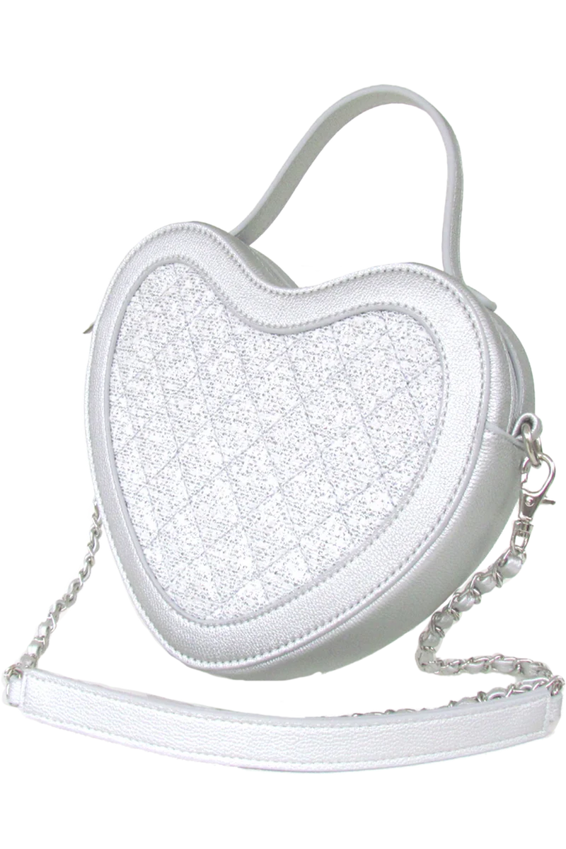 Damen Herztasche im Trachtenstil - silber