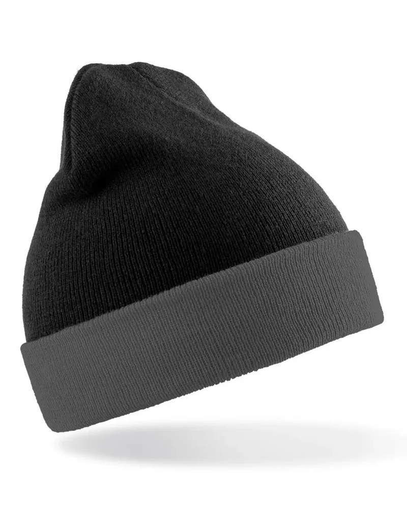 Recycelte schwarze Mütze mit Kompassdesign