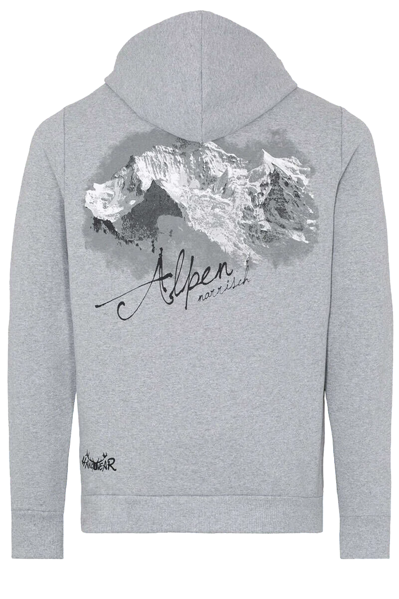 Herren Sweatjacke mit Kapuze 'Alpen narrisch'